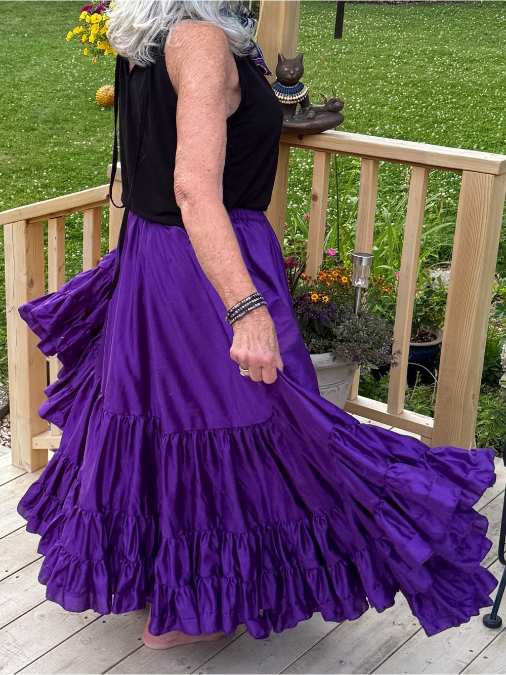 We3 Satin Belly Dance 25 Yd Skirt Sz 36, Purple - Picture 9 of 9